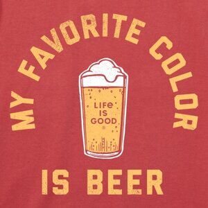 Share Life Is Good Mens "My Favorite Color Is Beer" Red Hooded Sweatshirt Size M